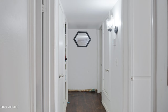 corridor with dark wood-type flooring