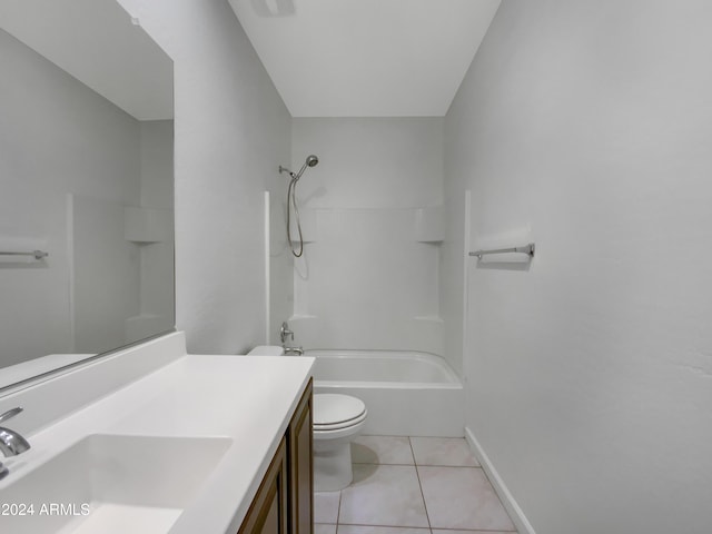 full bathroom featuring tile patterned floors, shower / bathing tub combination, vanity, and toilet