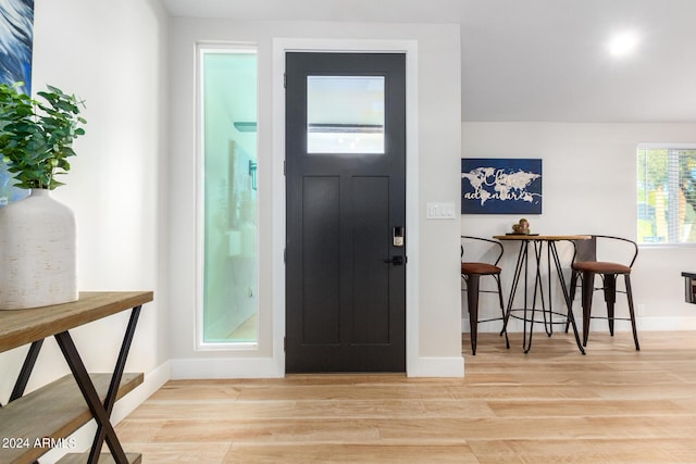 entryway with light wood-type flooring