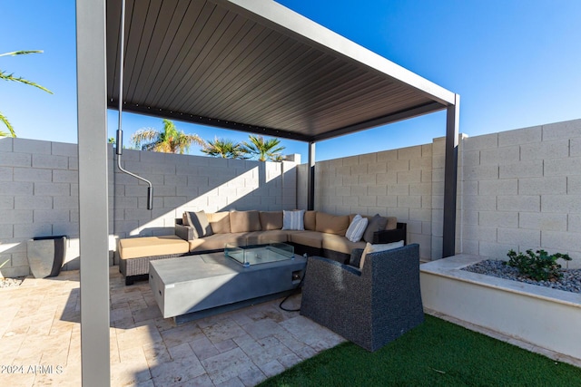 view of patio featuring an outdoor living space