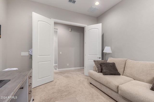 living room with light carpet