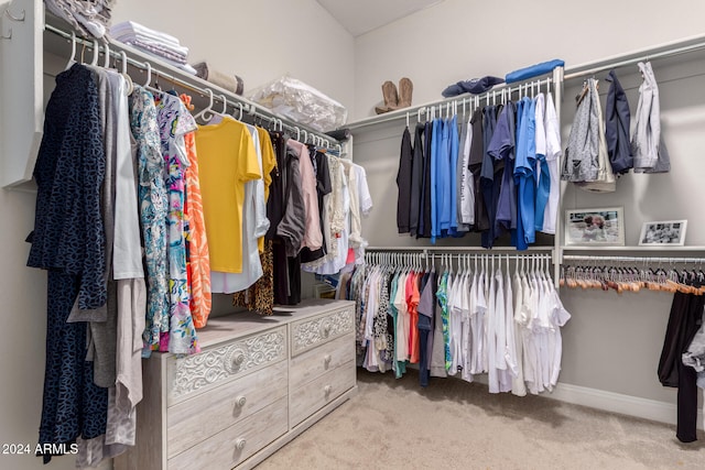 walk in closet featuring carpet