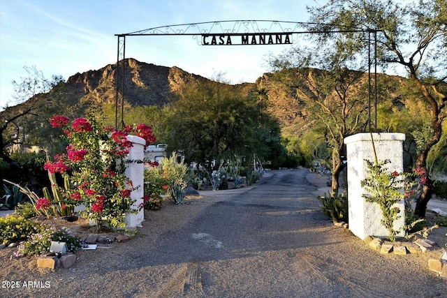 view of street with a mountain view