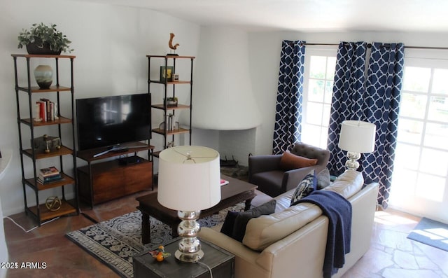 living room with plenty of natural light