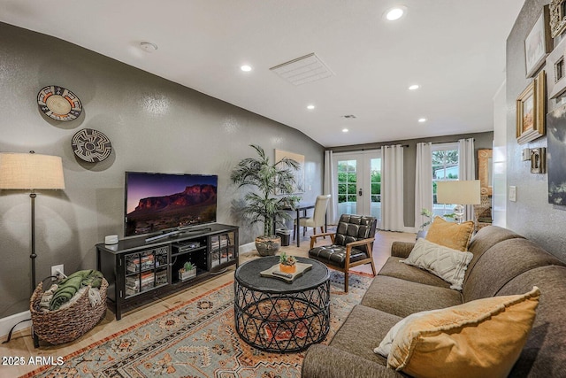 living room with french doors