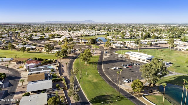 birds eye view of property featuring a mountain view