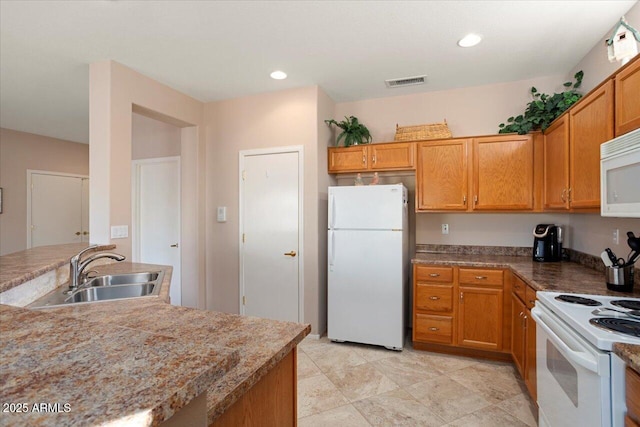 kitchen featuring sink and white appliances