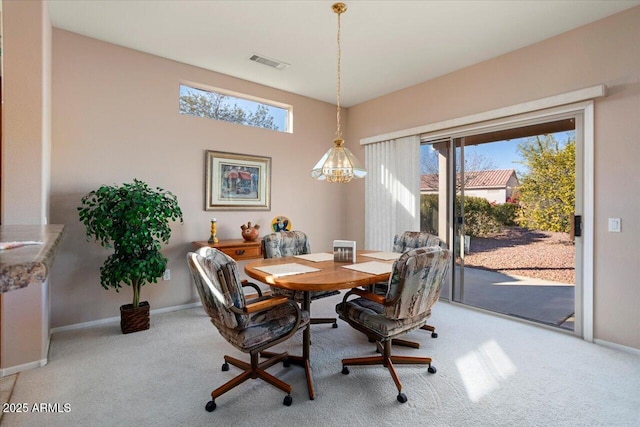 view of carpeted dining room