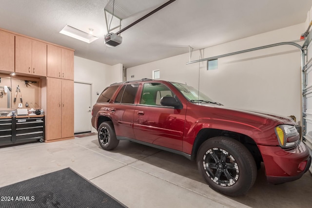 garage with a garage door opener