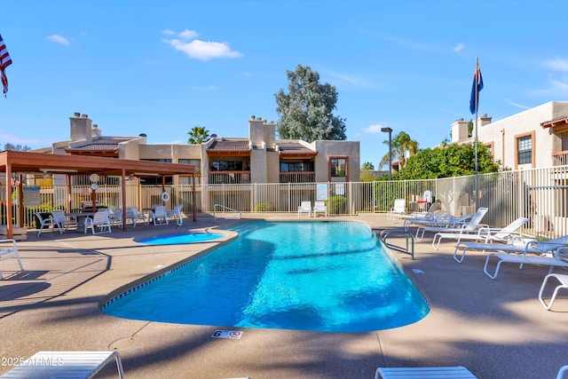 view of pool featuring a patio area