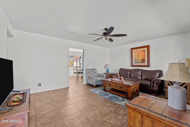 665 W Chaparral Rd, Wickenburg, AZ 85390 - living area featuring a ceiling fan, light tile patterned flooring, and baseboards