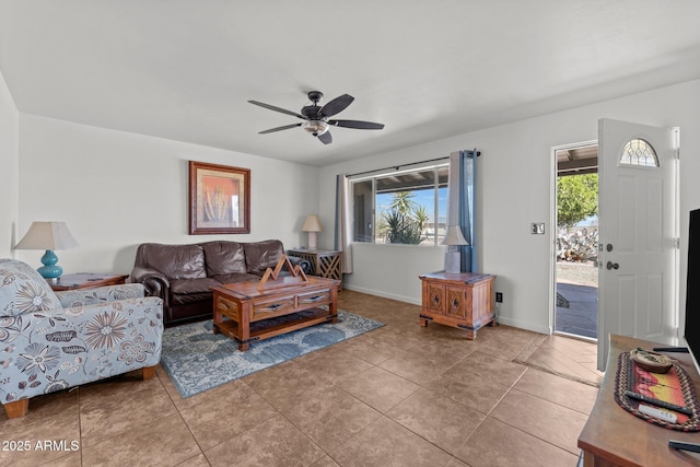 665 W Chaparral Rd, Wickenburg, AZ 85390 - living area featuring plenty of natural light, ceiling fan, and light tile patterned floors