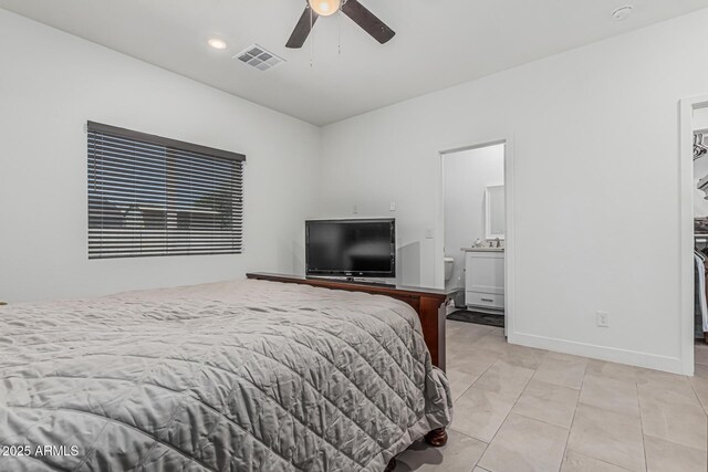 32102 N Walnut St, Wittmann, AZ 85361 - bedroom featuring a walk in closet, a ceiling fan, baseboards, recessed lighting, and ensuite bathroom