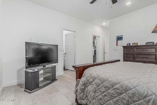 32102 N Walnut St, Wittmann, AZ 85361 - bedroom featuring recessed lighting, a spacious closet, baseboards, and a ceiling fan