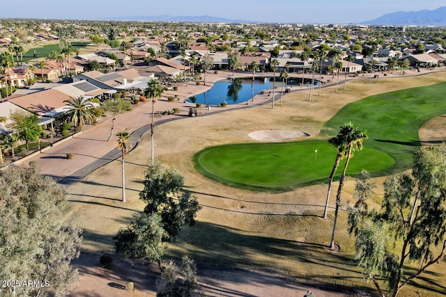 aerial view with a water and mountain view