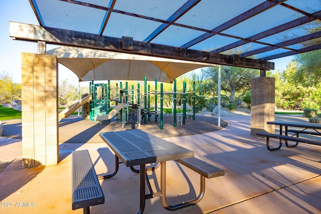 view of community featuring a pergola