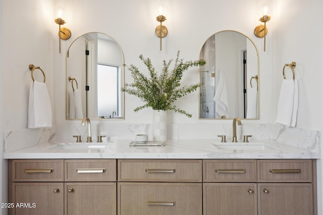 bathroom featuring double vanity