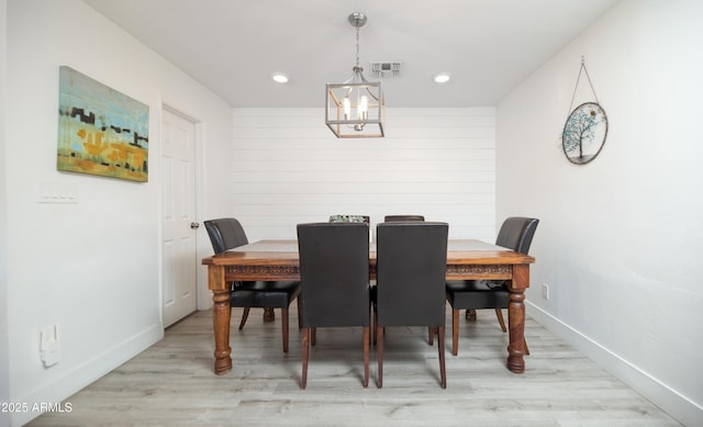 2320 E Mulberry Dr, Phoenix, AZ 85016 - dining area with recessed lighting, light wood-style flooring, baseboards, and a chandelier