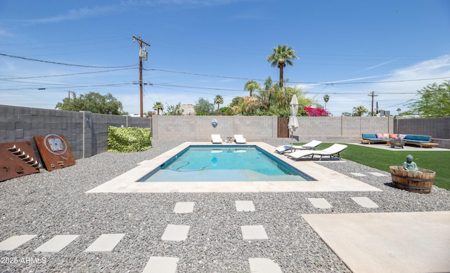 2320 E Mulberry Dr, Phoenix, AZ 85016 - view of pool with a patio, a fenced in pool, an outdoor hangout area, and a fenced backyard