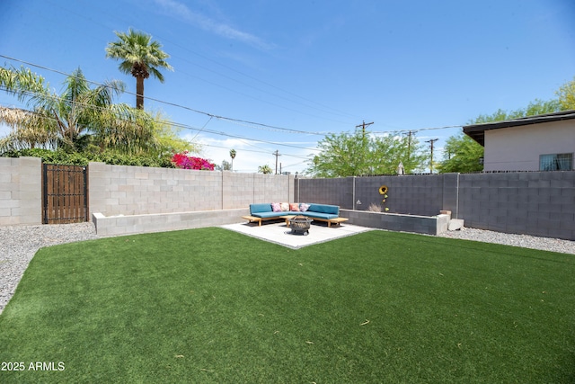 2320 E Mulberry Dr, Phoenix, AZ 85016 - view of yard with a patio, an outdoor living space, and a fenced backyard