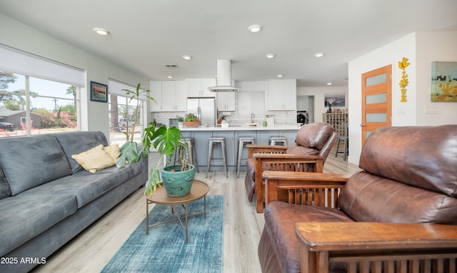 2320 E Mulberry Dr, Phoenix, AZ 85016 - living room with light wood-style floors, recessed lighting, and visible vents