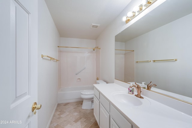 full bathroom with vanity, toilet, and tub / shower combination