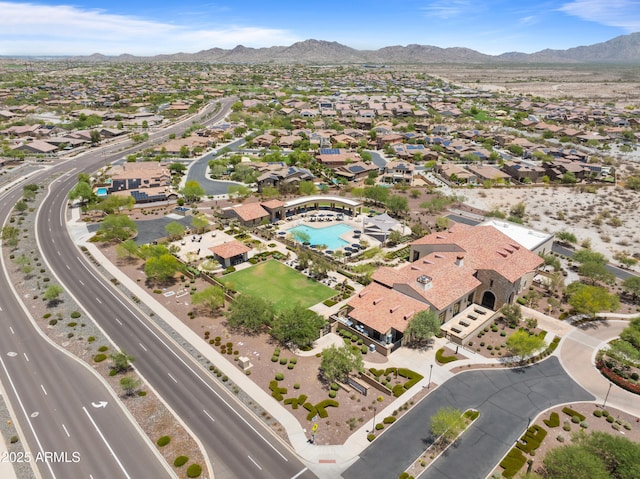 17721 W Cassia Way, Goodyear, AZ 85338 - aerial view of property's location featuring a mountainous background and nearby suburban area