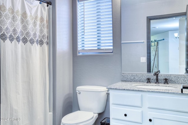 775 E Leslie Ave, San Tan Valley, AZ 85140 - bathroom featuring a shower with shower curtain, toilet, and vanity