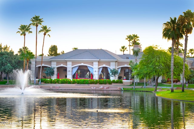 view of property's community with a water view