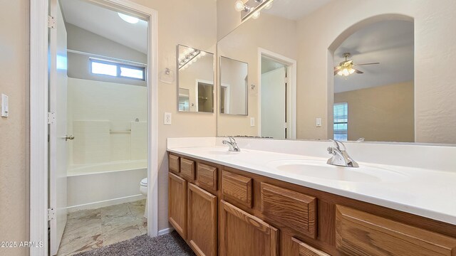 1909 N 106th Ave, Avondale, AZ 85392 - bathroom with toilet, double vanity, ceiling fan, and a sink