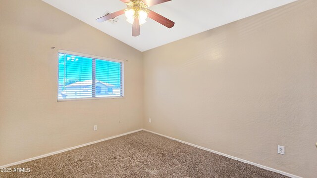 1909 N 106th Ave, Avondale, AZ 85392 - carpeted empty room featuring baseboards, a ceiling fan, and lofted ceiling