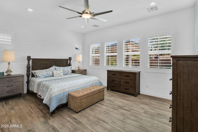 3915 N Shannon Cir, Mesa, AZ 85215 - bedroom with light wood-style floors, recessed lighting, and ceiling fan