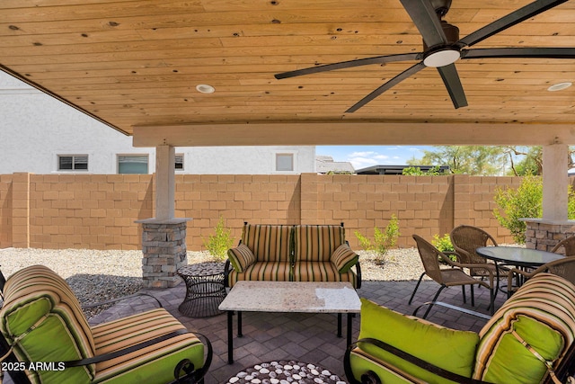 3915 N Shannon Cir, Mesa, AZ 85215 - view of patio / terrace with ceiling fan and outdoor dining space
