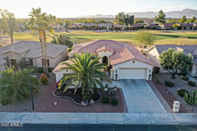 bird's eye view with a mountain view