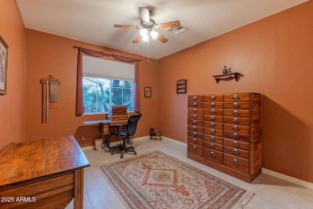 office featuring ceiling fan