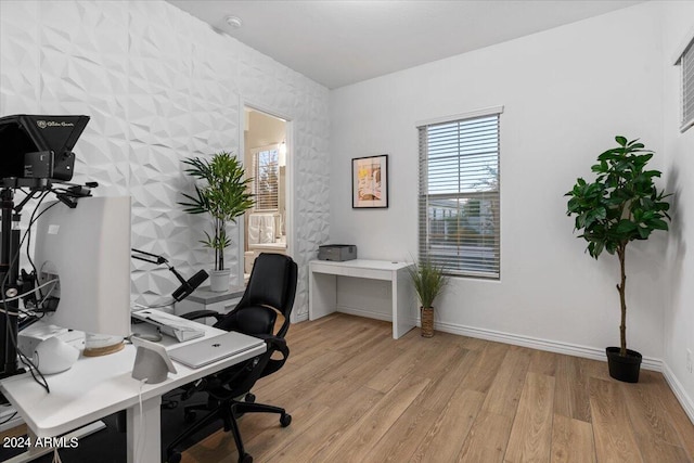 home office featuring light wood-type flooring