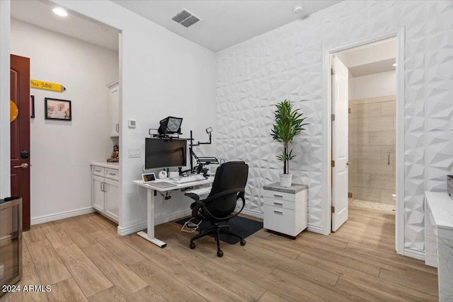 office featuring light wood-type flooring