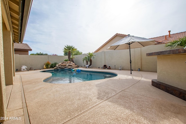 view of pool featuring a patio area