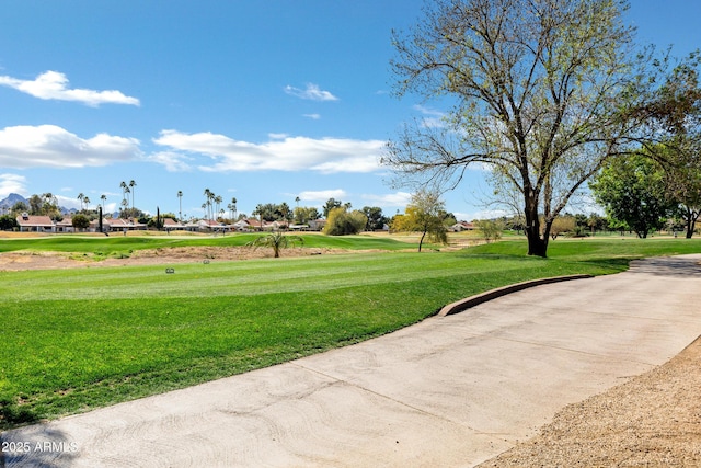 view of home's community with a yard