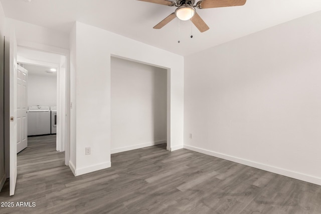 538 W 13th St, Tempe, AZ 85281 - unfurnished bedroom featuring washing machine and clothes dryer, dark wood-style flooring, and baseboards