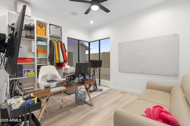 1807 E Campbell Ave, Phoenix, AZ 85016 - office area with wood finished floors, ceiling fan, and recessed lighting
