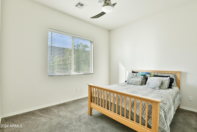 bedroom with carpet and ceiling fan