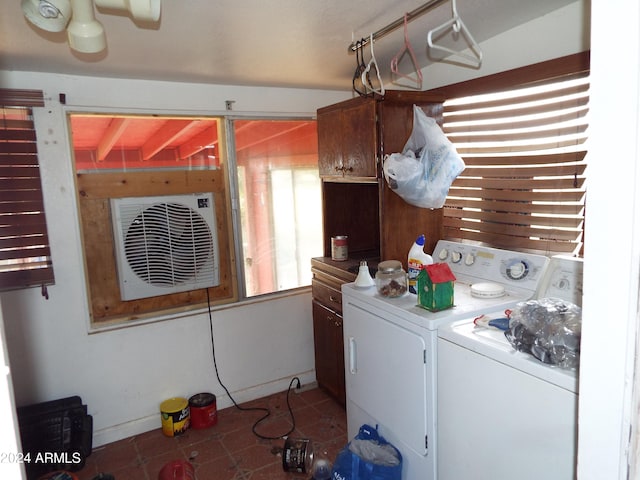 washroom featuring ac unit and independent washer and dryer