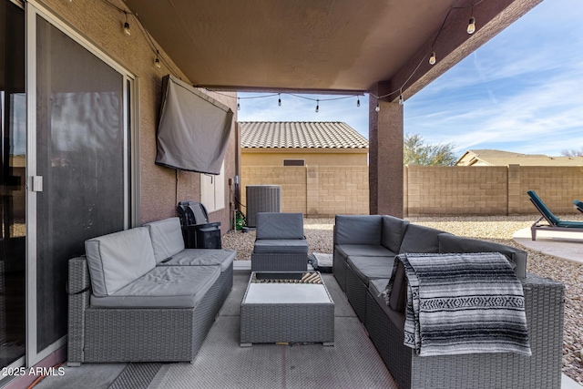 view of patio / terrace with an outdoor hangout area and cooling unit