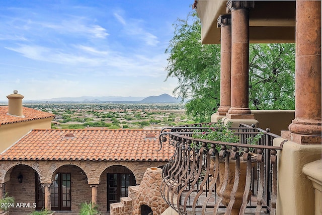 exterior space featuring a mountain view