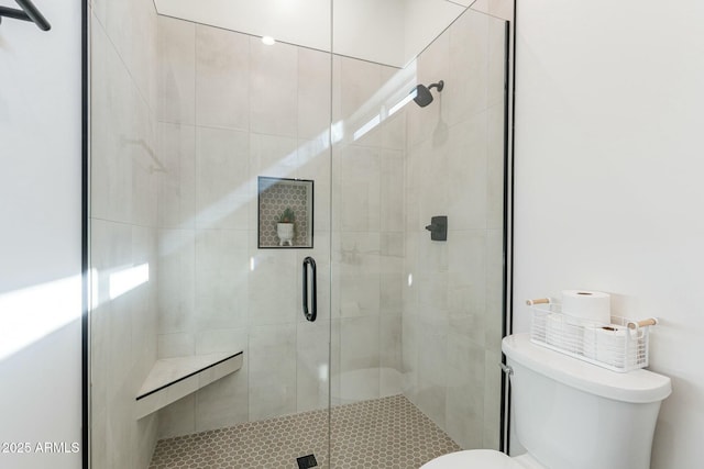 bathroom featuring toilet and walk in shower