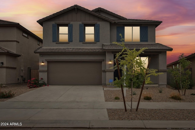 view of front of house with a garage