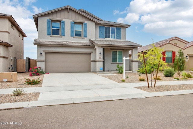 view of front of house with a garage