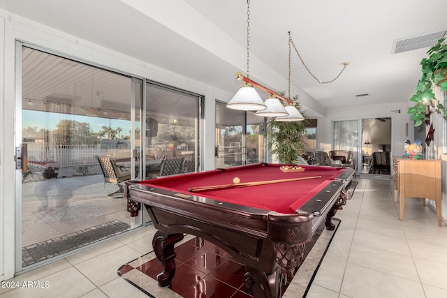 playroom featuring tile patterned floors and pool table