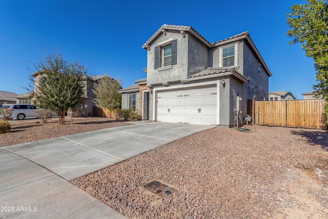 view of front property with a garage